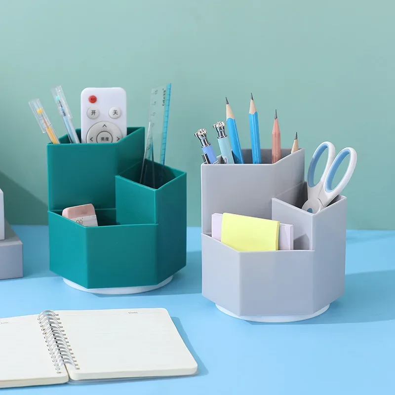 INS Rotating Pen Holder Home Office Makeup Box Stationery DIY Creative Desktop Student Storage Bucket Pencil Cup Desk Organizer