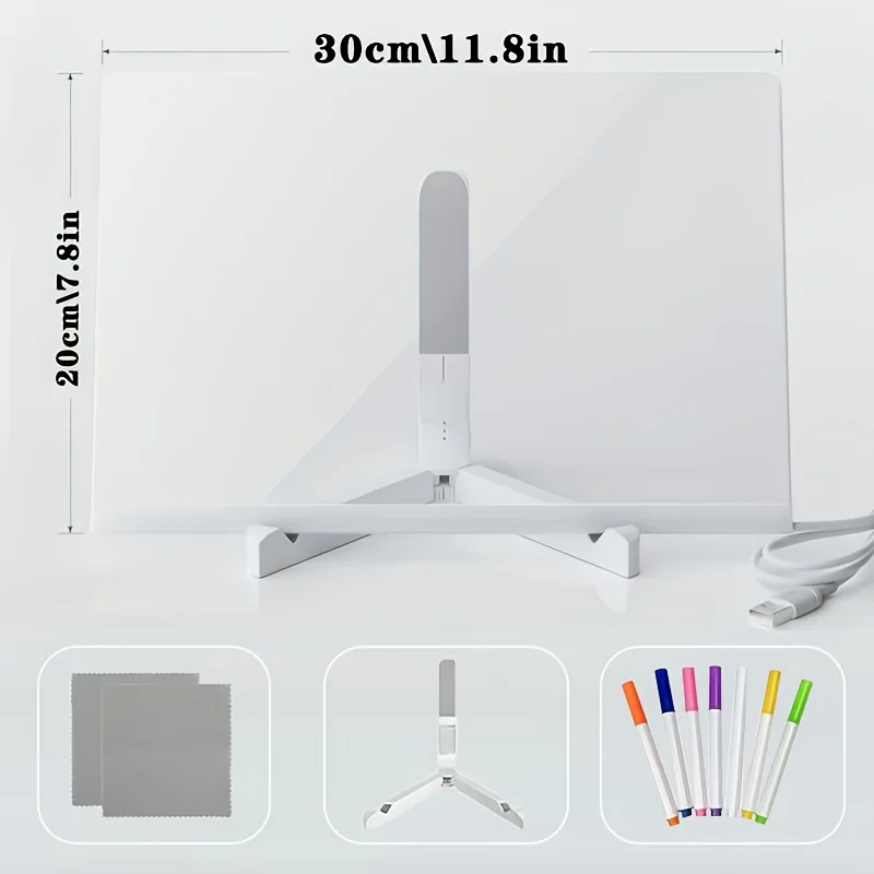Lavagna illuminata da 1 pezzo con lampada alimentata tramite USB: tavolo da disegno e messaggi multiuso per camera da letto, tavolo da disegno | Lavagna colorata
