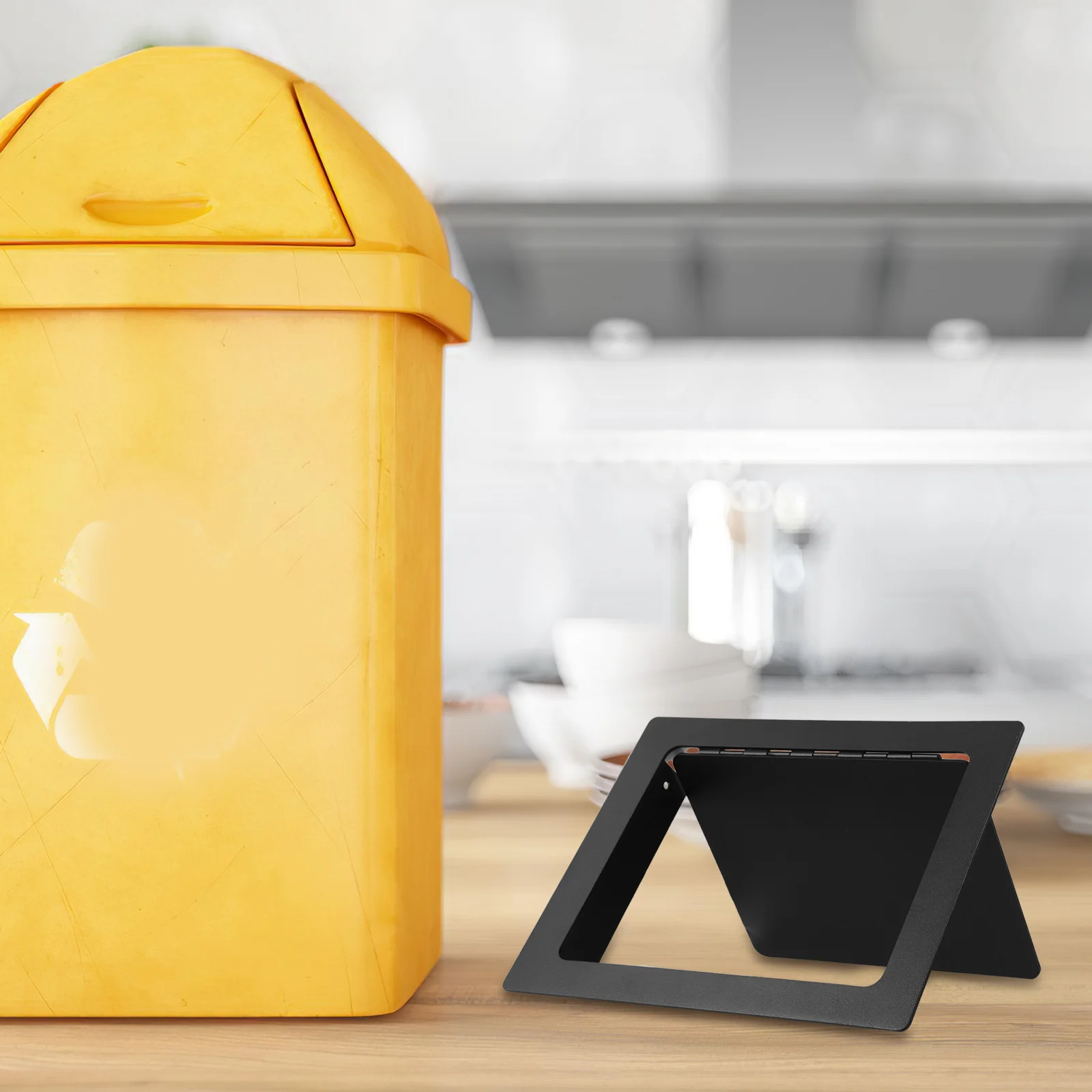 

Stainless Steel Trash Can Lid Flush Mount Rectangular Recessed Side Opening Under Counter Waste Bin Cover Kitchen Bathroom