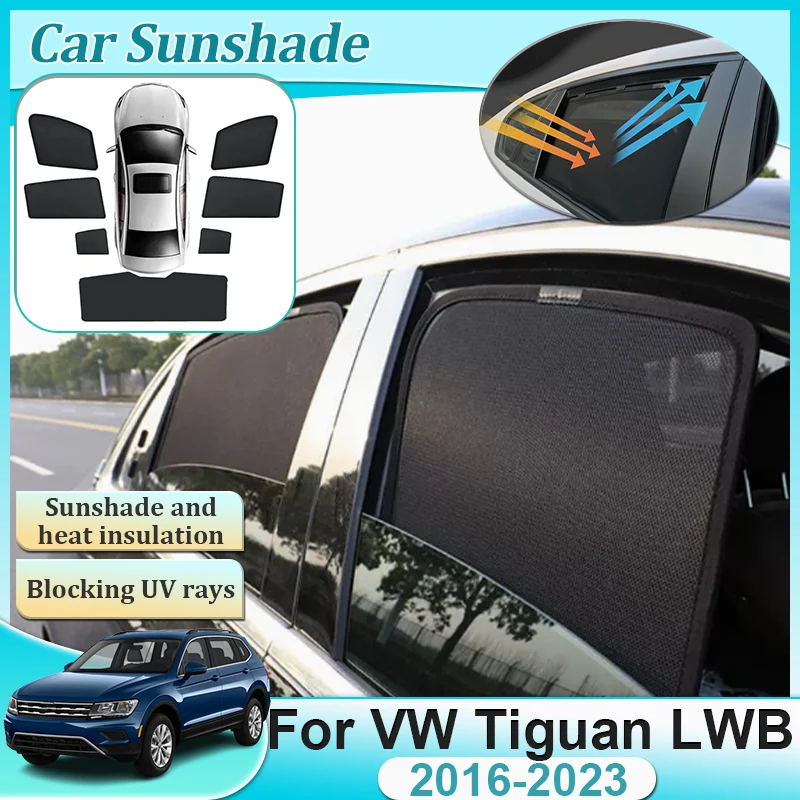 

For Volkswagen VW Tiguan Allspace L LWB 5seats 2016-2023 Mesh Sunshade AD BW Windshield Privacy Protection Visor Car Accessories