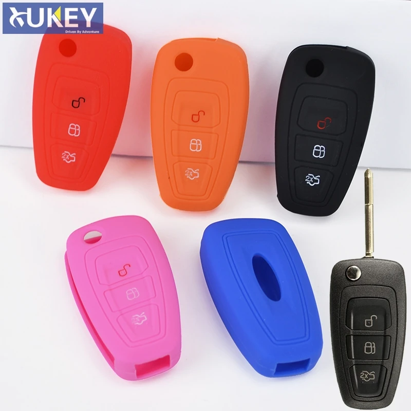 FIT FOR FORD FOCUS MK3 ST FIESTA RANGER MONDEO ECOSPORT ESCAPE KUGA FLIP KEY REMOTE SILICONE COVER CASE FOB SHELL 3 BUTTON