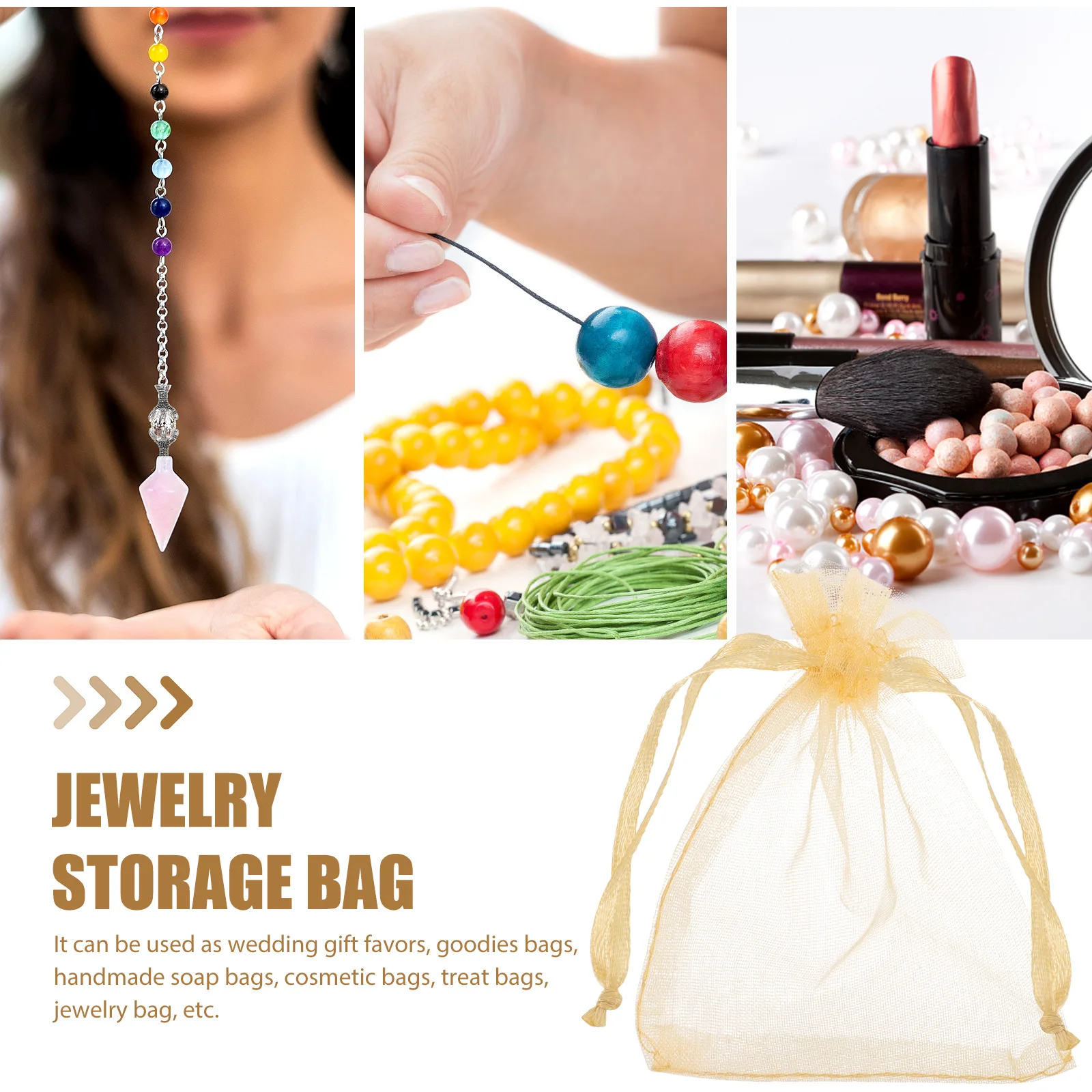 

100 Pcs Gift Bag Hearts Pouch Favor Bags Bridal Wedding Goody Small for Jewelry Organza Drawstring Medium