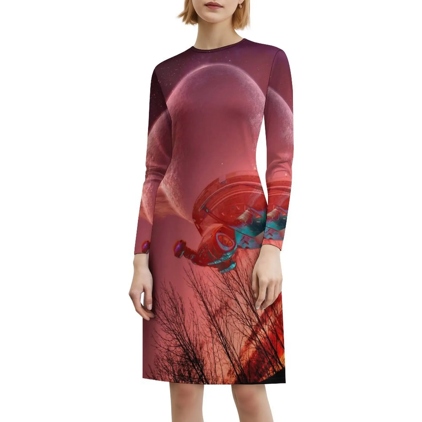 Star Spaceship Women's Elegant Party Dress A-Line Dress With Short/Long/Sleeveless Options Mallybeau Mouse Star Partner Program