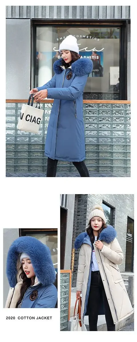 Double Sided Wearing Parker 2026 Winter New Women's Down Cotton Jacket Big Fur Collar Hooded Coat Female Thicken Parka Overcoat
