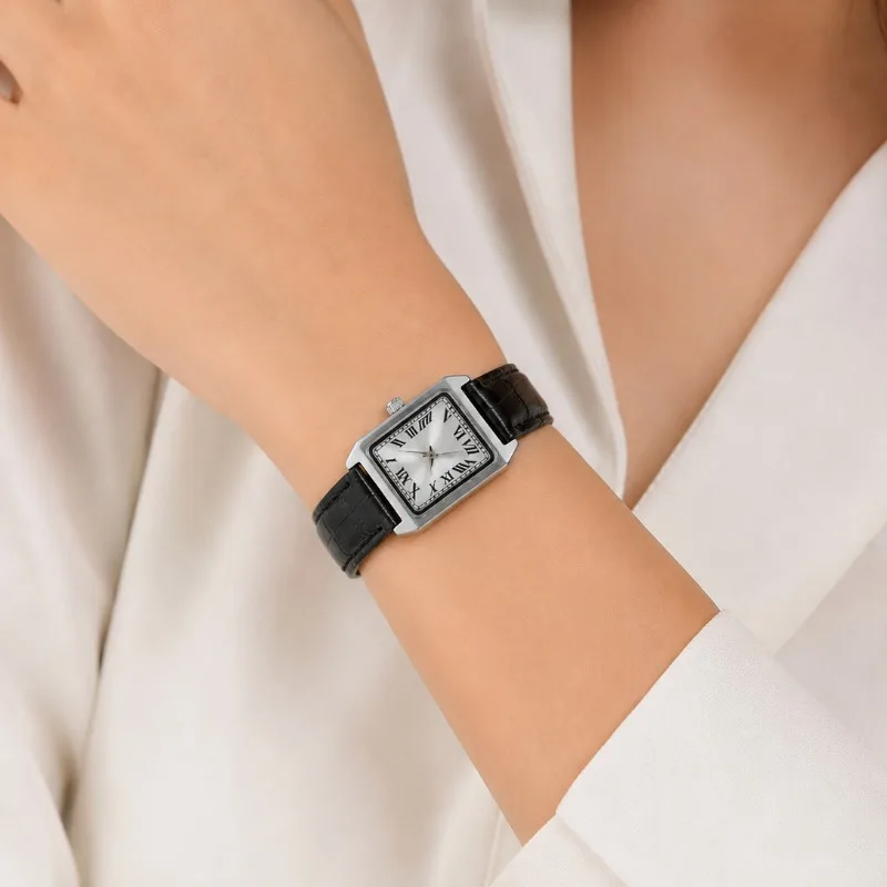 

Elegant Rectangle Women Watch Simple Roman Dial Leather Band Quartz Ladies Wrist Watch Fashion Casual Female Clock Reloj Mujer