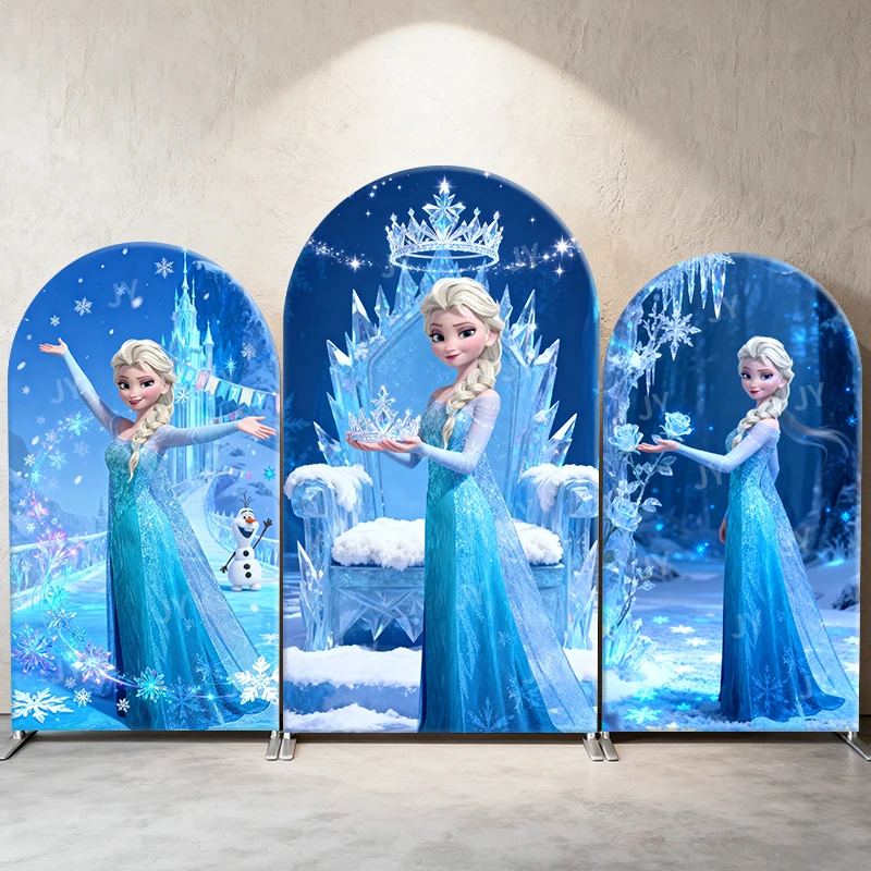 

Frozen Elsa Arch Backdrop Cover Disney Princess Birthday Theme Party Decor Photography Background for Kids Birthday Baby Shoer