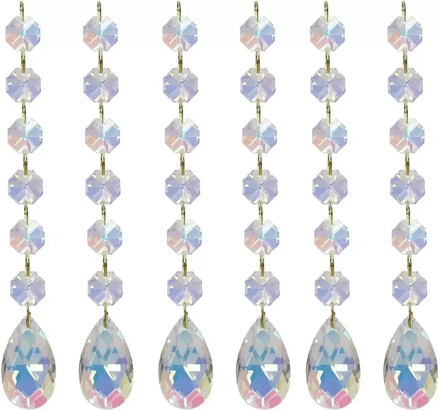 1/5Pcs Chain Crystal Glass Beads Chandelier Pendant Garland Strands Suncatcher Crystal Prisms Hanging Wedding Decor Accessories
