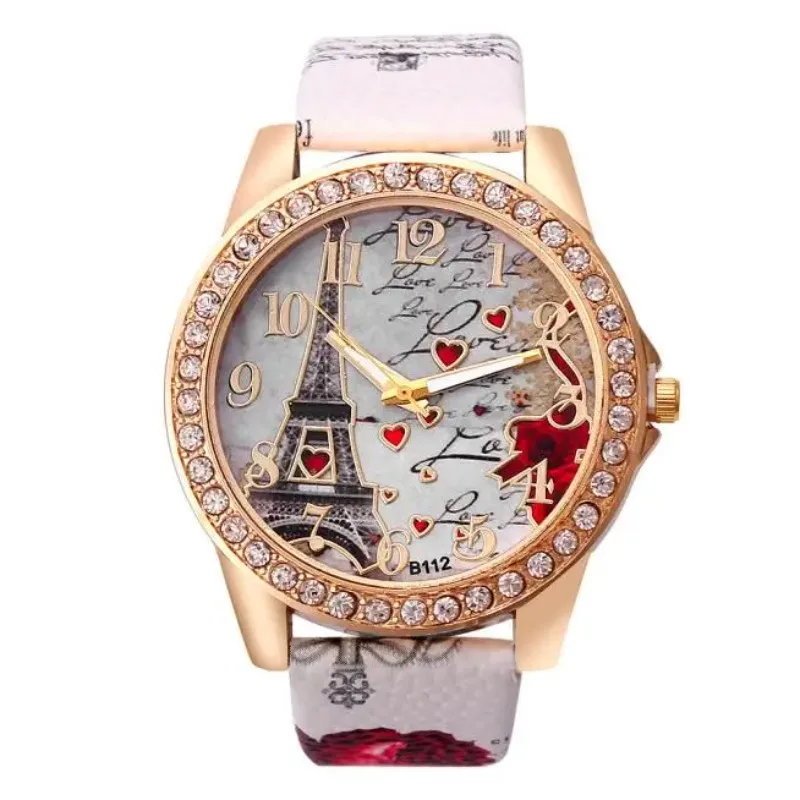 

Tower Pattern Watch Women 2024 Luxury Gold Watch Stainless Steel Rhinestone Women's Watches Ladies Watch Clock