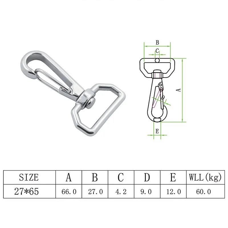 10 Pieces 65mm 304 Stainless Steel Swivel Snap Hook Quick Link Clips Rigging Hardware For Dog Leash Keychain Pet Chain Bag