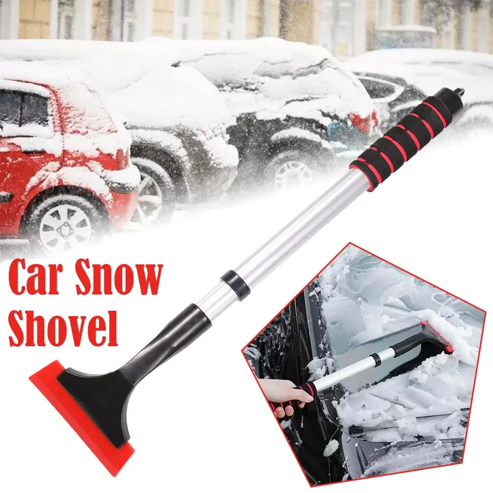 Extendable Aluminum Ice Scraper Snow Brush For Car Windshield Telescopic Extra-long Snow Shovel R0J6