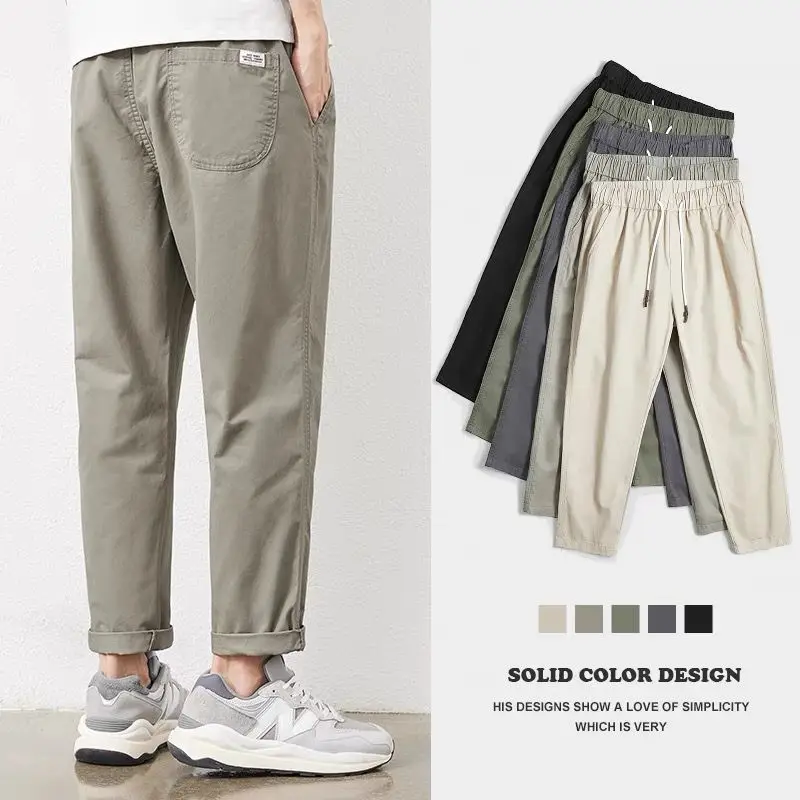 

Молодежные повседневные хлопковые спортивные брюки, мужские прямые брюки из чистого хлопка, весенне-осенние брендовые брюки для отдыха Faion