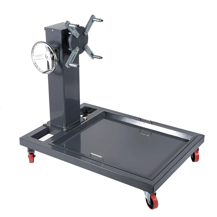Worm-Gear Self-locking High Carbon Steel Engine Flip Stand Hand-Crank Type Support Bracket Oil Pan Gearbox 4-Wheel Casters Oil