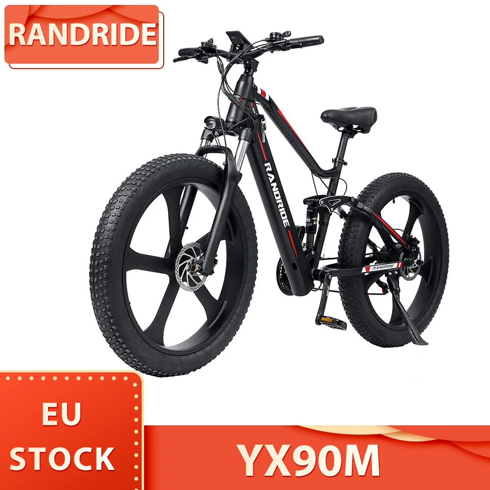 RANDRIDE YX90M Electric Bike 26 inch Fat Tire 1000W Motor E-Bike 48V 13.6Ah Battery 45km/h Max Speed 100km Range Hydraulic Brake