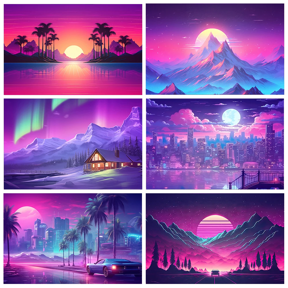 Fantasy Fluorescent Background Room Wall Hanging Starry Sky Planet City Nature Scenery Decor Tapestry For Young Bedroom or Party