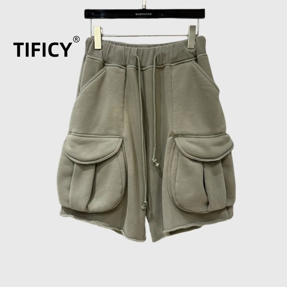 

Шорты High Street Ro Style, мужские трикотажные повседневные свободные шорты с эластичной резинкой на талии и карманами, шорты для тренировок, мужская одежда, спортивные штаны