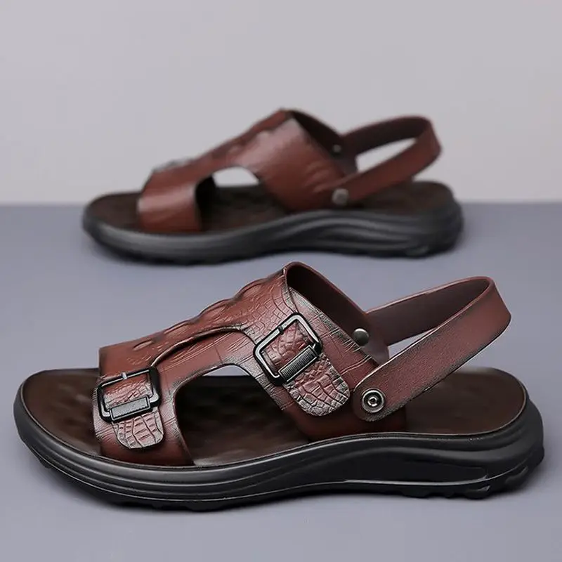 

Men's 2025 Driving Sandals - Waterproof Anti-Slip Soft Sole Beach Shoes, Summer Indoor/Outdoor Dual-Use Comfort Slide Flip Flops