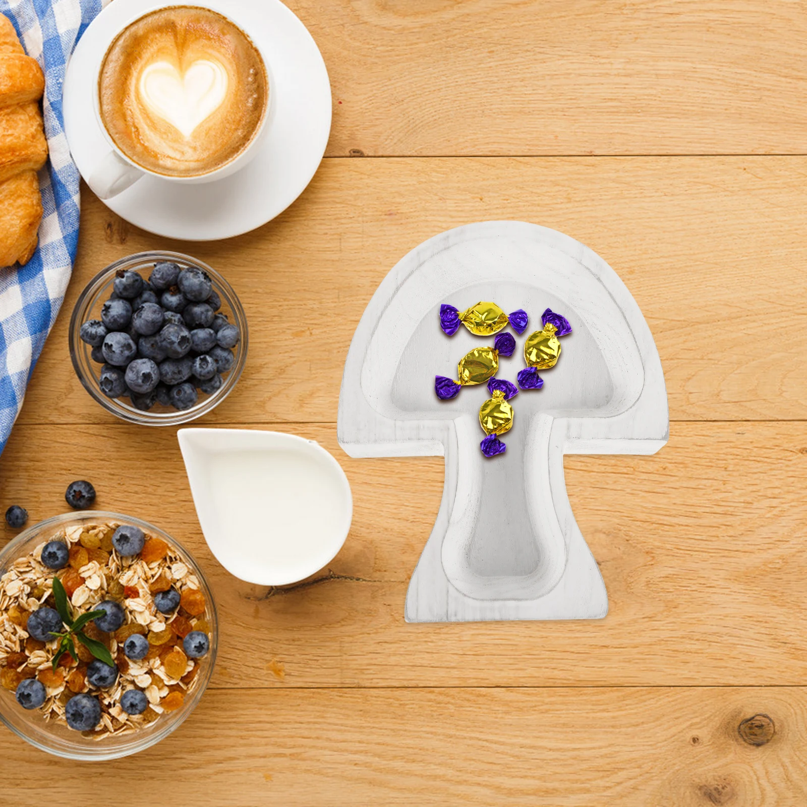 

Mushroom Wooden Bowl Unique Mushroom Shape Snack Bowl Dessert Serving Tray Fruit Nuts Display Party Plate Wood Serving Tray