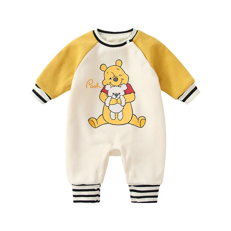 

MINISO Winnie The Pooh Winter Thickened Warm Baby Boy Girls Hooded Onesie Cotton Romper Outwear 0-1years Bodysuits Clothes Cute