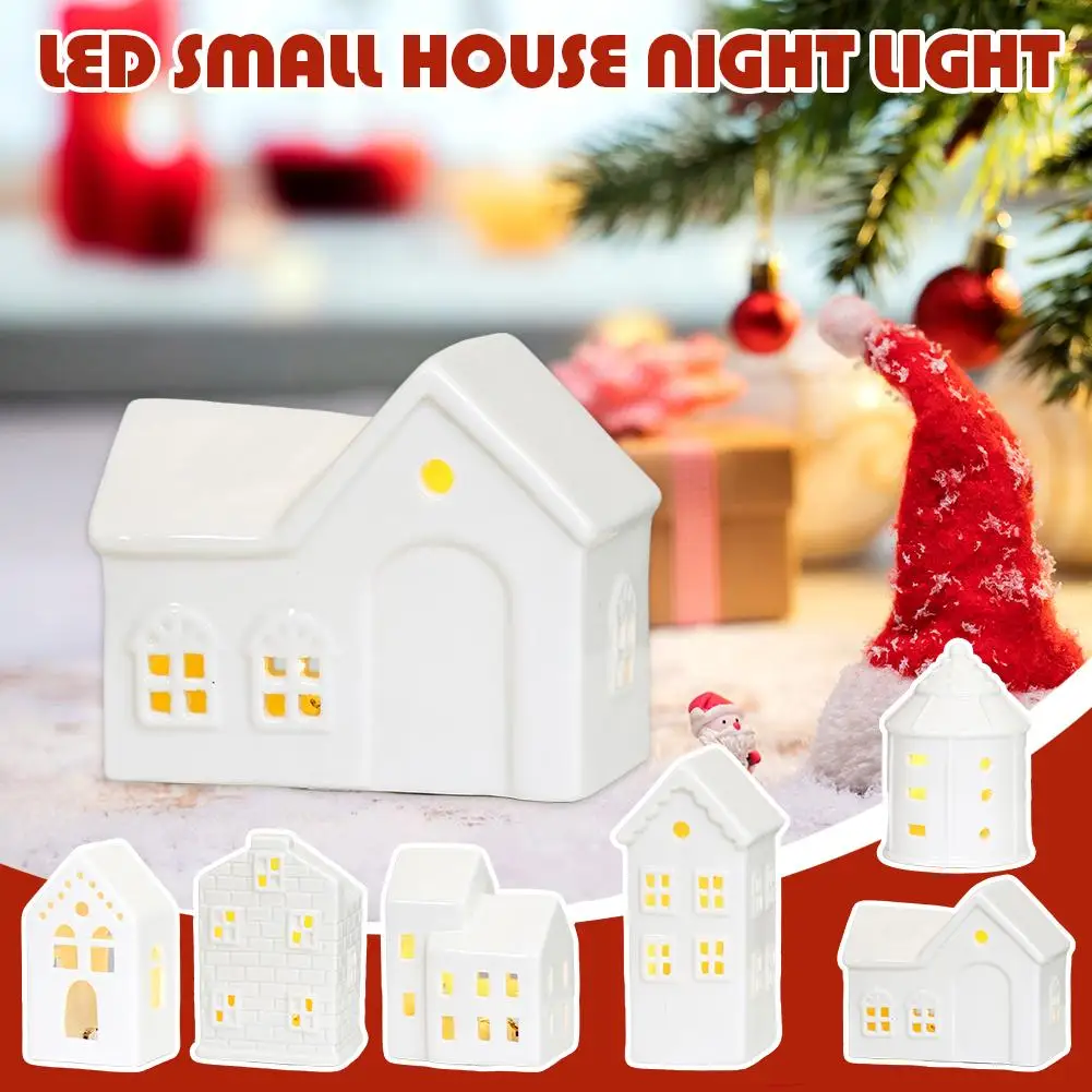 NEW Ceramic Creative Ornaments Small Houses Christmas INS Houses Ornaments Glowing Decorations Furnishings Home Snow Christ W9H1