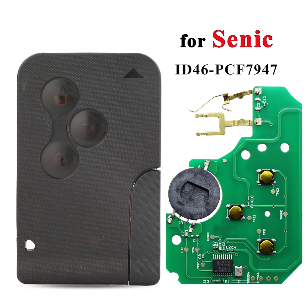 Smart Card for Renault card Megane II key Scenic II Grand Scenic 433mhz PCF7947 ID46 Renault Remote Megane card Scenic Card