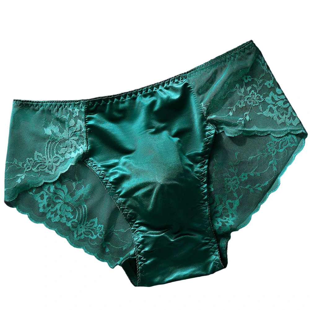 

Men Lace Seamless Ice Silk Briefs Elastic Underwear For Man Sissy 3D Bulge Pouch Low Waist Japanese Thong Gay Extreme Panties