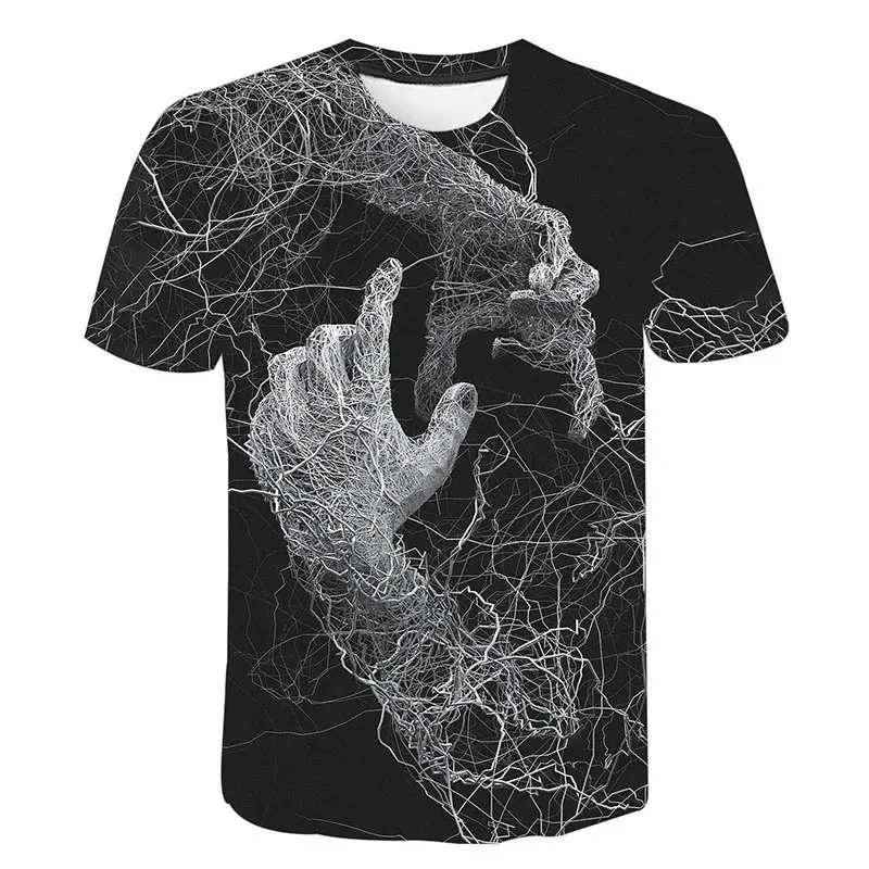 3D Printed Both Hands T-Shirt For Men Entangled Pattern Tees Summer Fashion Casual Streetwear Tops Short Sleeve O-Neck T Shirts