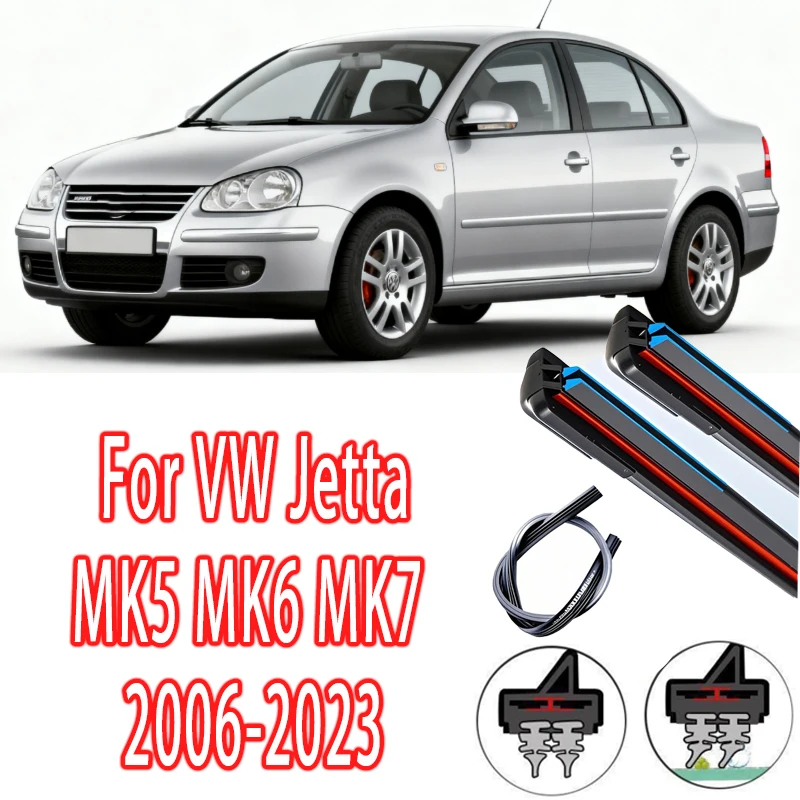 

For VW Jetta MK5 MK6 MK7 2006-2023 Front Windshield Wiper Blades 2x Windscreen Window Accessories 2007 2009 2010 2012 2018 2019