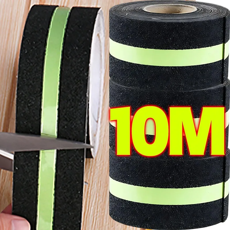 

10/5M Glow Dark Green Stripe Anti Slip Tape Self Adhesive Stair Treads Non-Skid Safety Steps Indoor Outdoor Grip Traction Strips