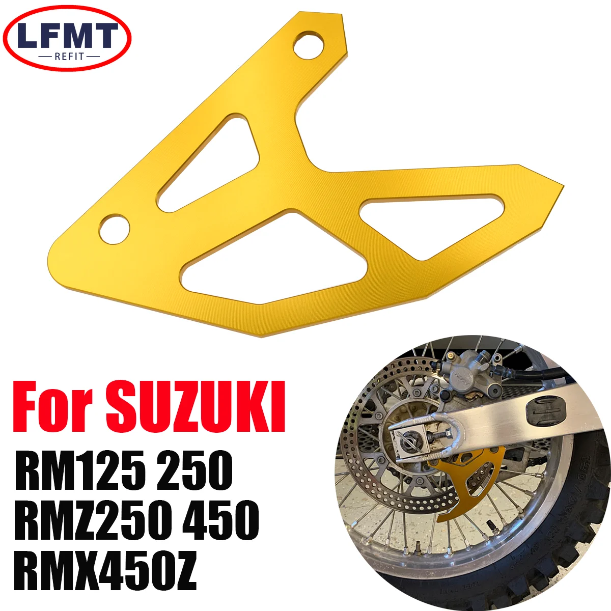 

Motorcycle Rear Brake Disc Adapter Guard Protector Cover For Suzuki RM125 RM250 2004-2008 RMZ250 RMZ450 RMX450Z 2004-2010 2018