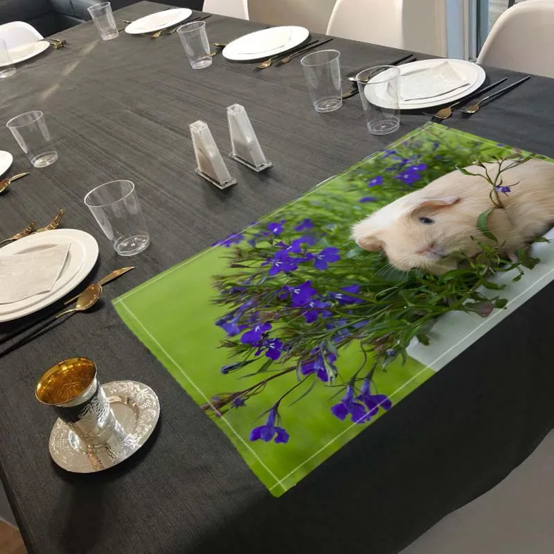 Animal Guinea Mat Printed Kitchen Tableware Cup Bottle Placemat For Dinner Table Pad Accessories