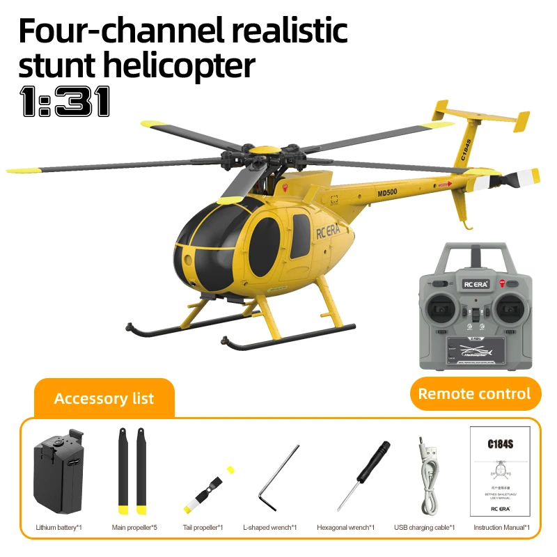 C184S RC ERA RC Helicopter 6CH Bird Brushless Stunt Armed RC Helicopter Model 6-axis Gyroscope Stabilization One-key Inverted