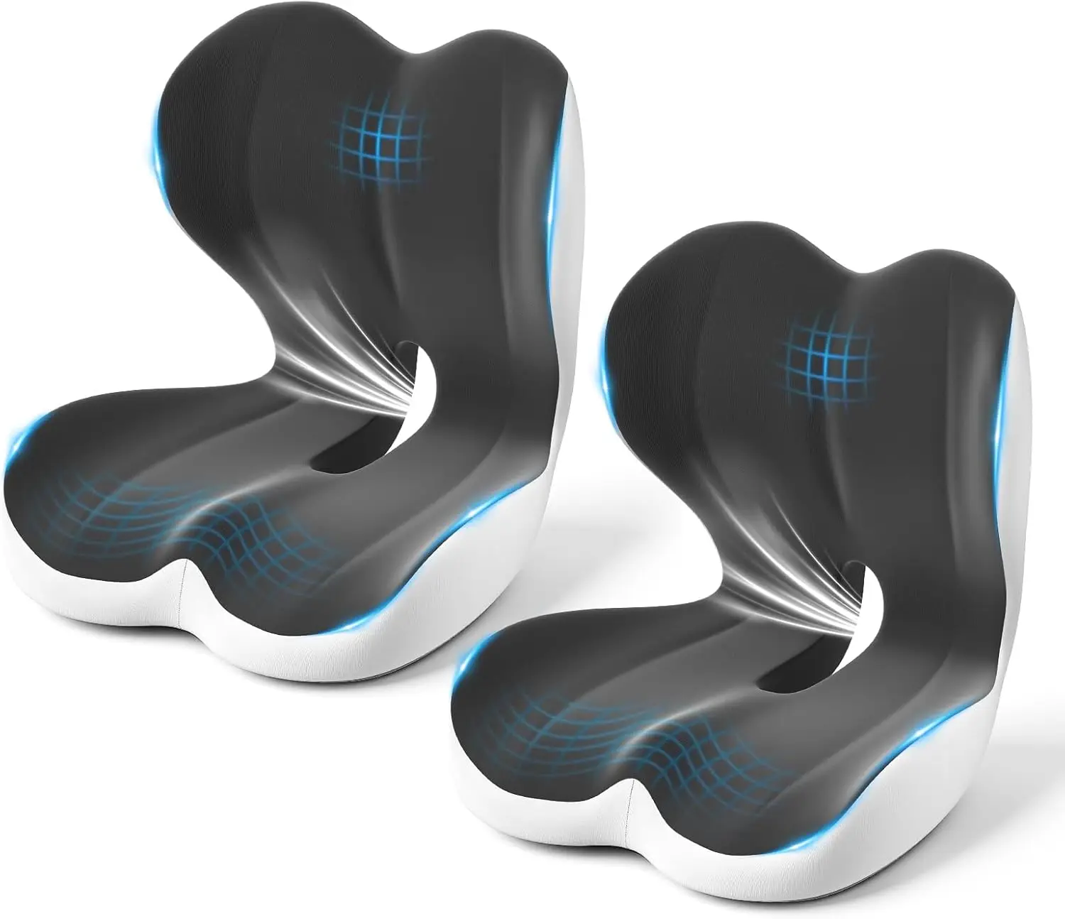 

2 PCS Memory Foam L-Shaped Car and Office Seat Cushion for Tailbone and Sciatica Pain Relief