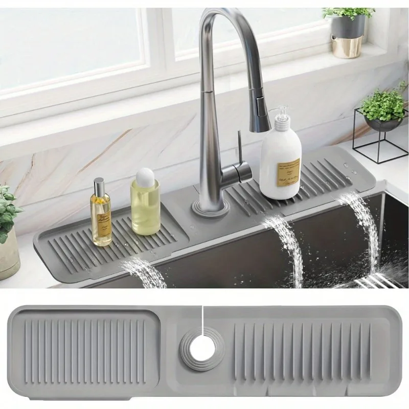 Wasserhahnmatte aus Silikon |   Spritzschutz für Küchenspüle hinter dem Wasserhahn, Abtropfmatte für den Spülbeckenbereich, langlebiges und rutschfestes Design