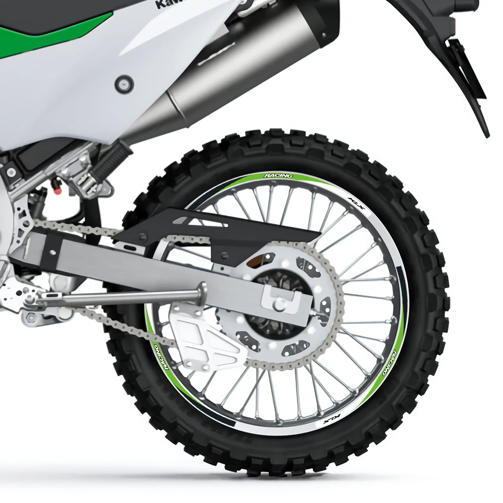 For KAWASAKI KLX 110 125 140 150 250 300 400 450 650 Motorcycle Reflective  Wheel Sticker Hub Decals Rim Stripe Tape Kit