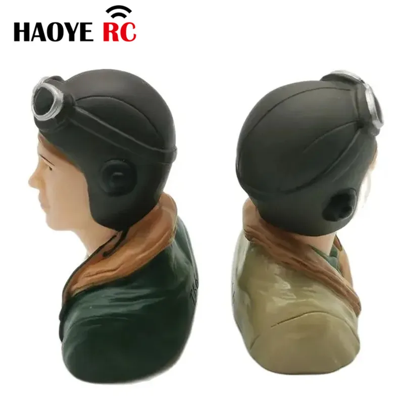 Haoye 1 Pc 1/6 1/9 Scale WWII Pilots Figures With Hat Toy Model For RC Plane Accessories Hobby Color Brown Army Green