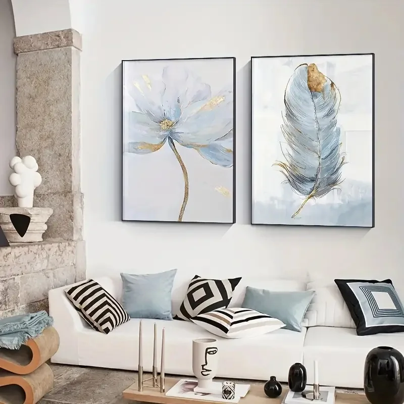 3pieces Canvas Painting Beautiful Dream Small Fresh Flower Feather Poster Ideal Gift for Living Room Kitchen Wall Art Wall Decor