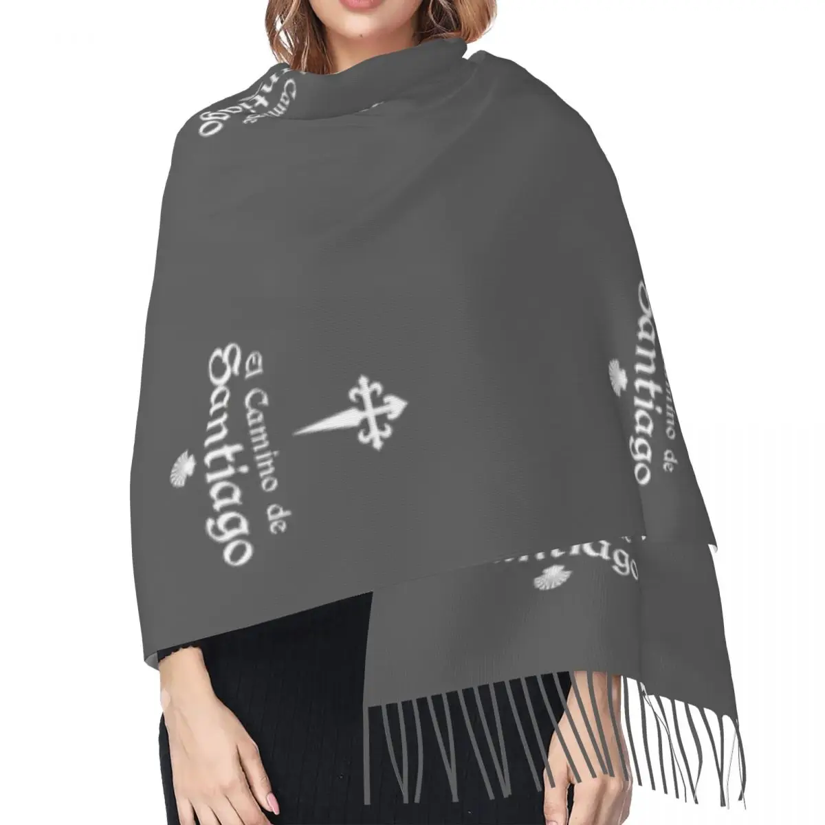 Custom Printed Camino De Santiago De Compostela Shell Saint Scarf Women Men Winter Fall Warm Scarves Shawl Wrap