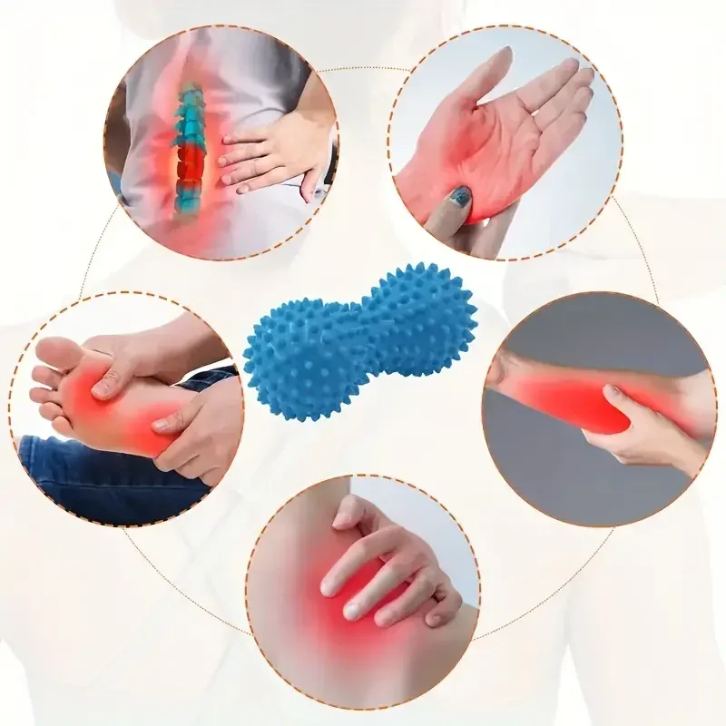 Bola con puntas para masaje de maní, agarre de entrenamiento para el dolor muscular, estrés, masajeador de pies, rodillo de relajación, bolas miofasciales para Fasc Plantar, 1 ud.