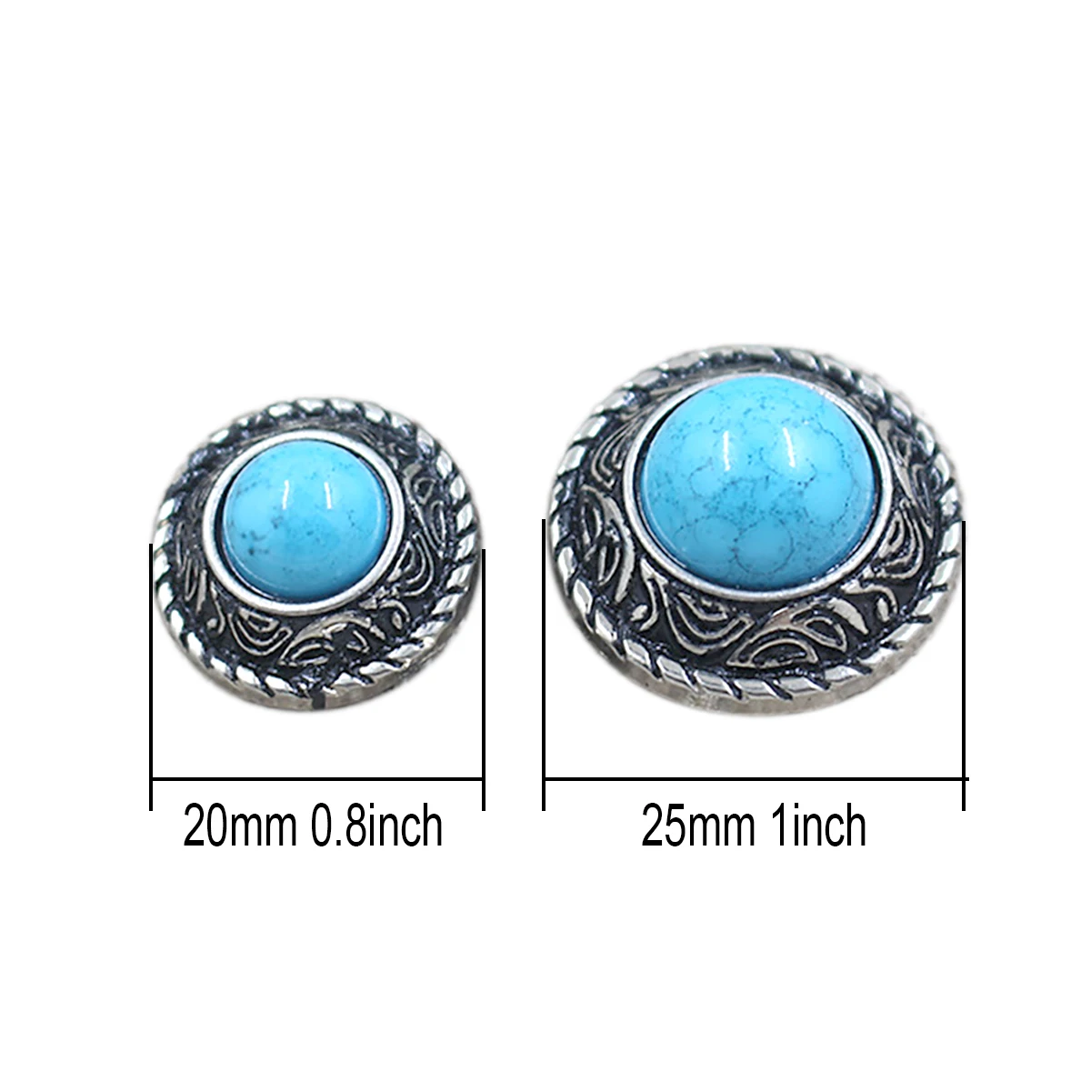 synthetic turquoise Japanese daisy flower Alloy 0.8 1 inch coin round Concho Decor Screw Back rivet mounting Belt Blanket Wallet