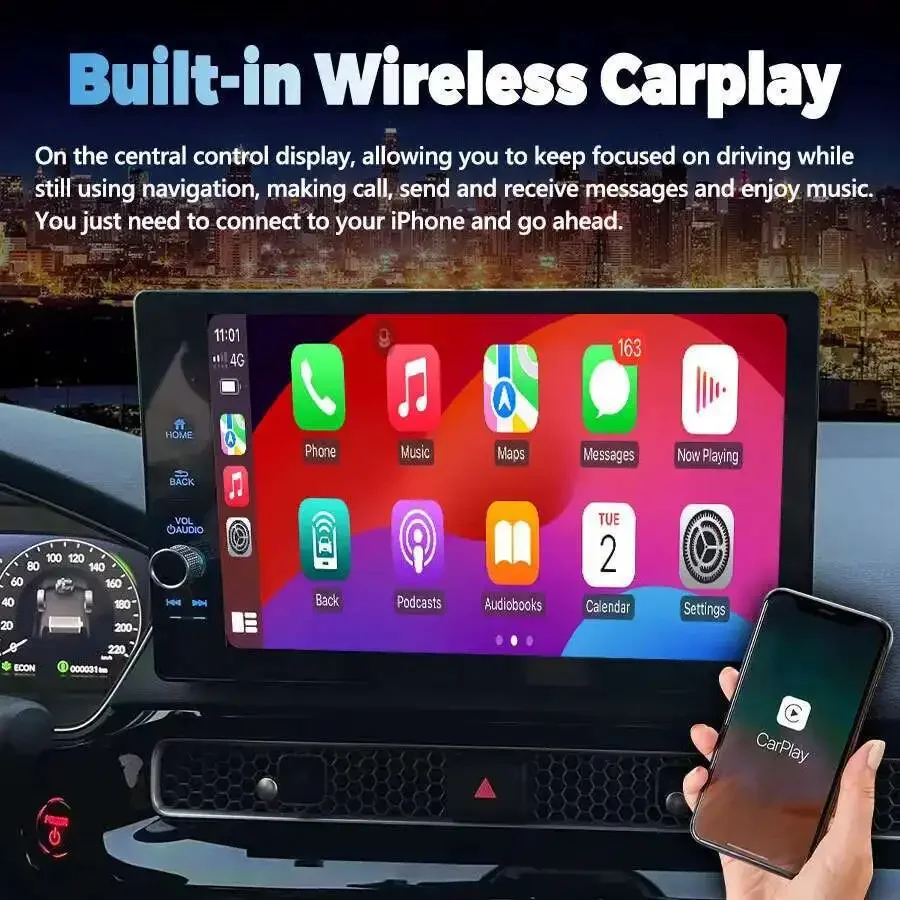 

11,5-дюймовый мультимедийный плеер Android для Honda CRV Cr-v Breeze Civic 2020-2023, беспроводной CarPlay, Bluetooth, GPS, стереосистема, головное устройство с DSP