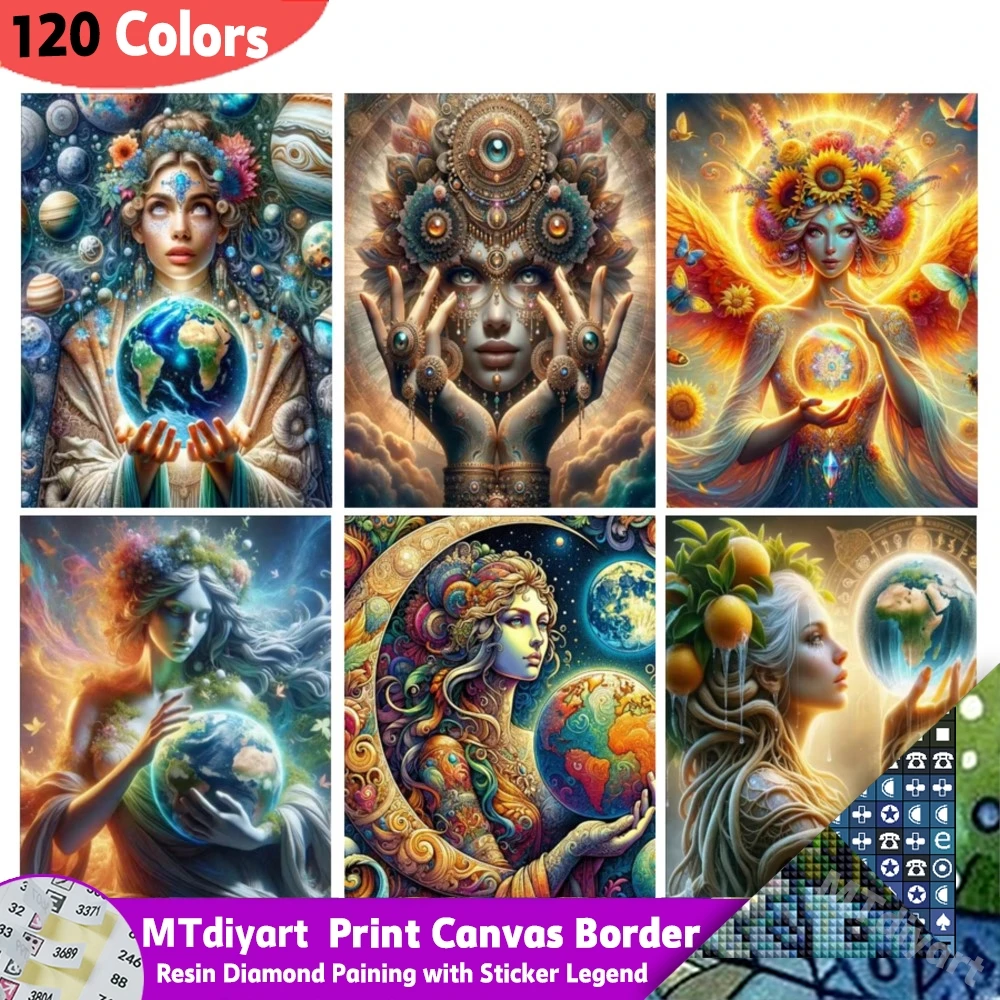 Göttin des Sommers Solstice 120 Farben Harz Diy Diamant Malerei mit Aufkleber Legende Kunst Frau Mosaik Die Mutter der Erde