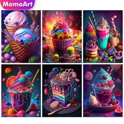 Momoart Diamond Embroidery Ice Cream Cake Painting Food New Collection Full Square Round Drill Mosaic Decor For Home