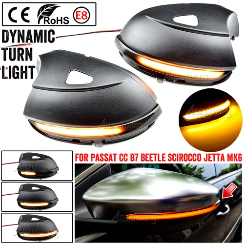 Para VW Passat B7 CC Scirocco MK3 Jetta MK6 EOS Beetle R LED intermitente dinámico luz indicadora de espejo lateral secuencial