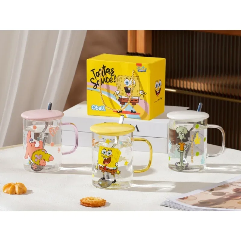 SpongeBob Coffee Tea Milk Mugs Cups with Handle Cartoon Glass High-temperature Resistant Companion Gift Gift Couples Office Cups