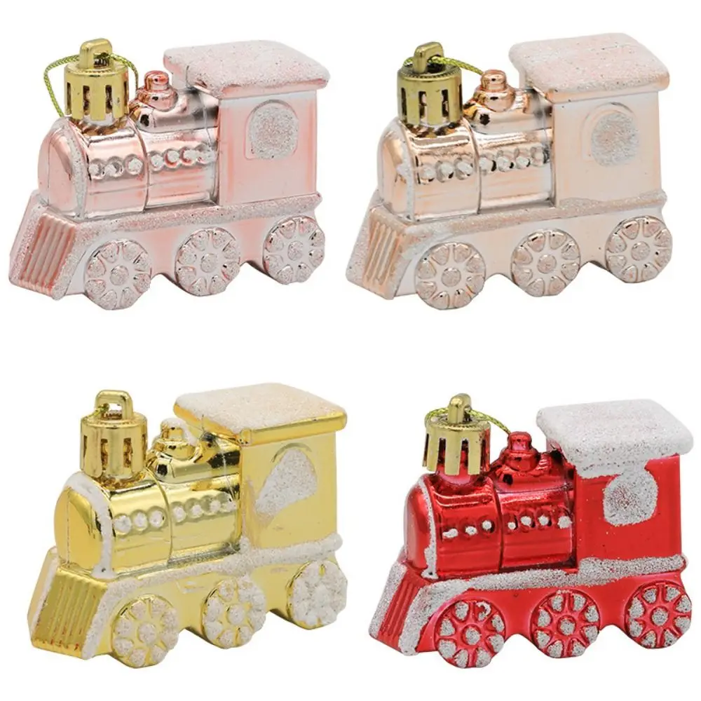 4Pcs/box Hangable Car Hanging Pendant Simple Unique Christmas Car Ornaments Plastic Train Hanging Pendant Decor Props