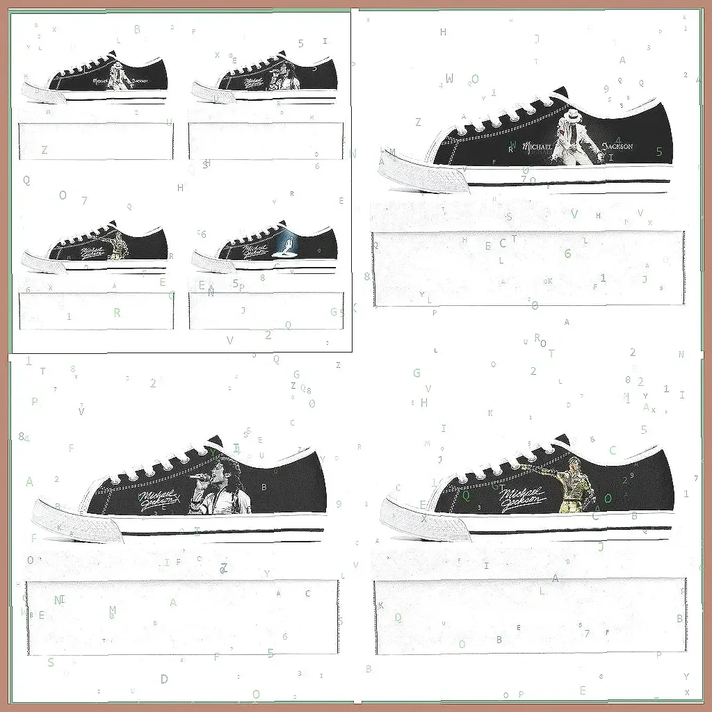 

Michael Jackson Canvas Sneakers for Adults, Custom Pop Singer Dance Shoes Lace-Up