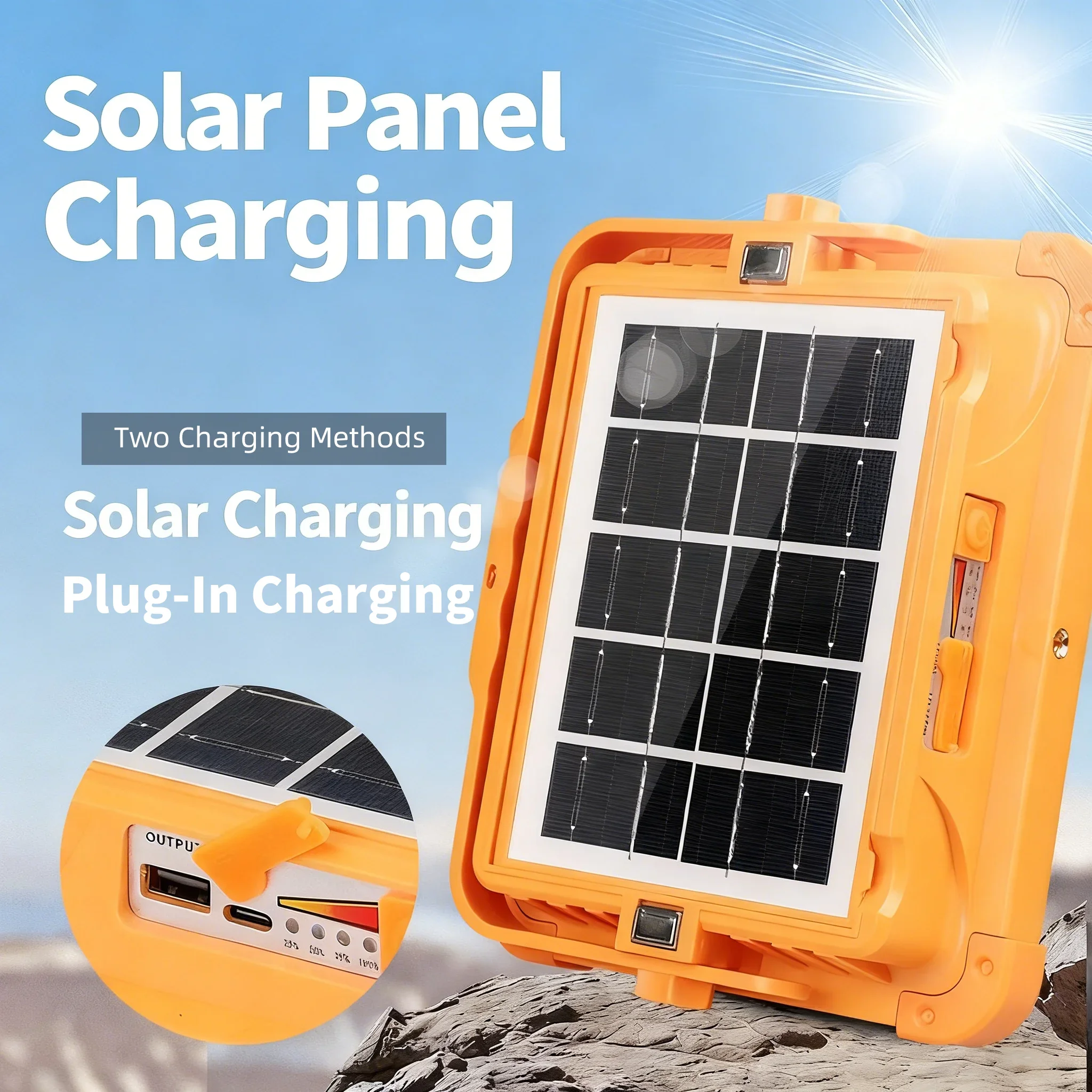 Reflektor solarny o wysokiej jasności, ładowanie przez USB-C, 4 regulowane tryby świecenia, funkcja awaryjnego powerbanku