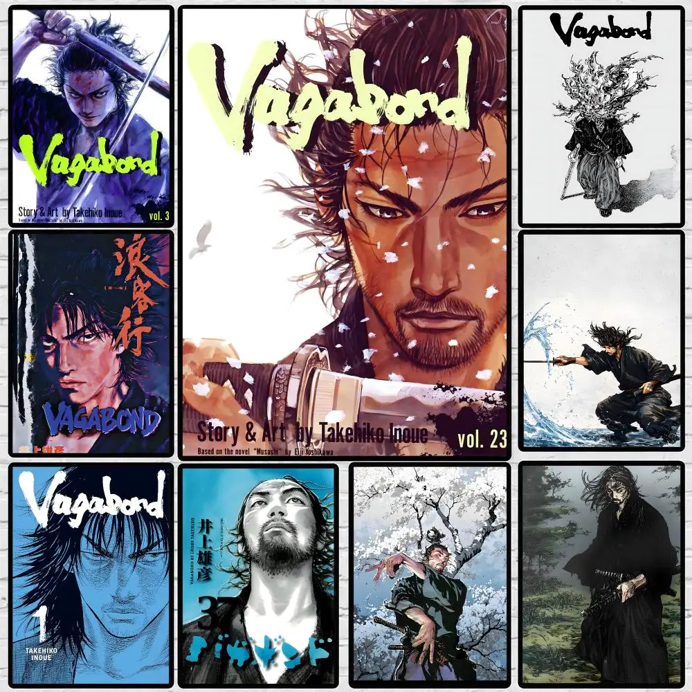 Anime Vagabond Poster Coffee Shop Bar Wall Art Sticker Self Adhesive Waterproof PP Poster Home Room Wall Decor
