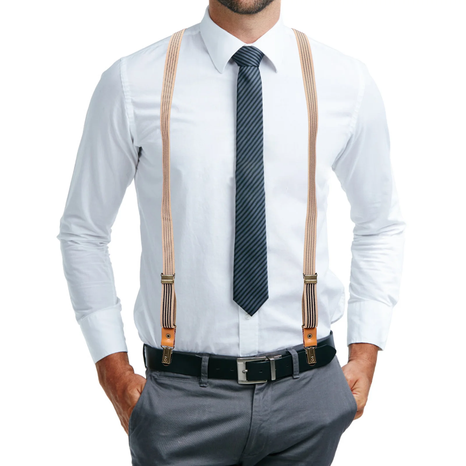 

Heavy Duty Adjustable Elastic Jean Suit Suspender Wide Strap Clip for Men Pant Suspender Suitable for Suit Jeans Skirts