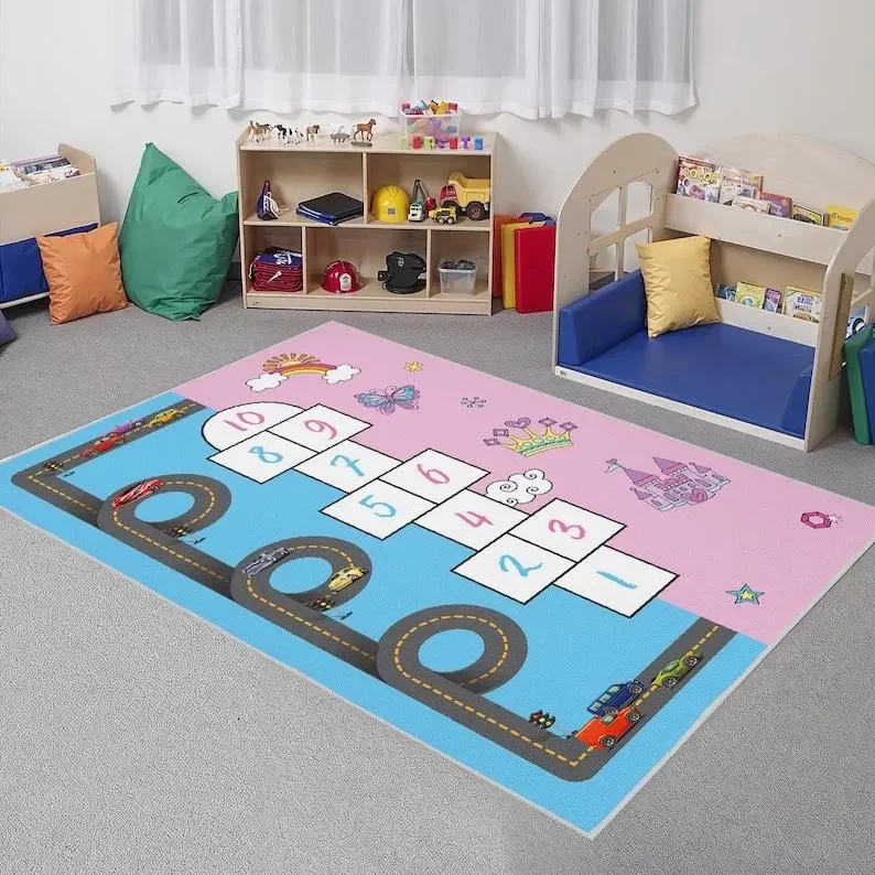 Game Rug Kids Learning Activity Play Mat Kids Shapes Numbers ABC Playroom Area Toddler Carpet Learning Play Mat Boy Girl Bedroom